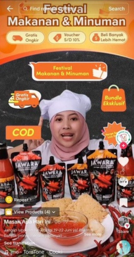Sesi live commerce kategori F&B