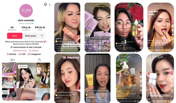 Kolase konten creator affiliate untuk brand kosmetik